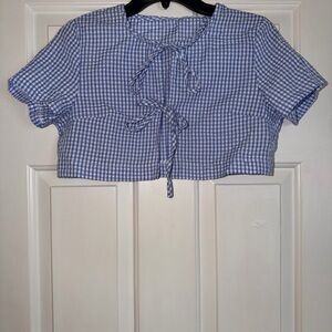 SHEIN Blue Checkered Crop Top